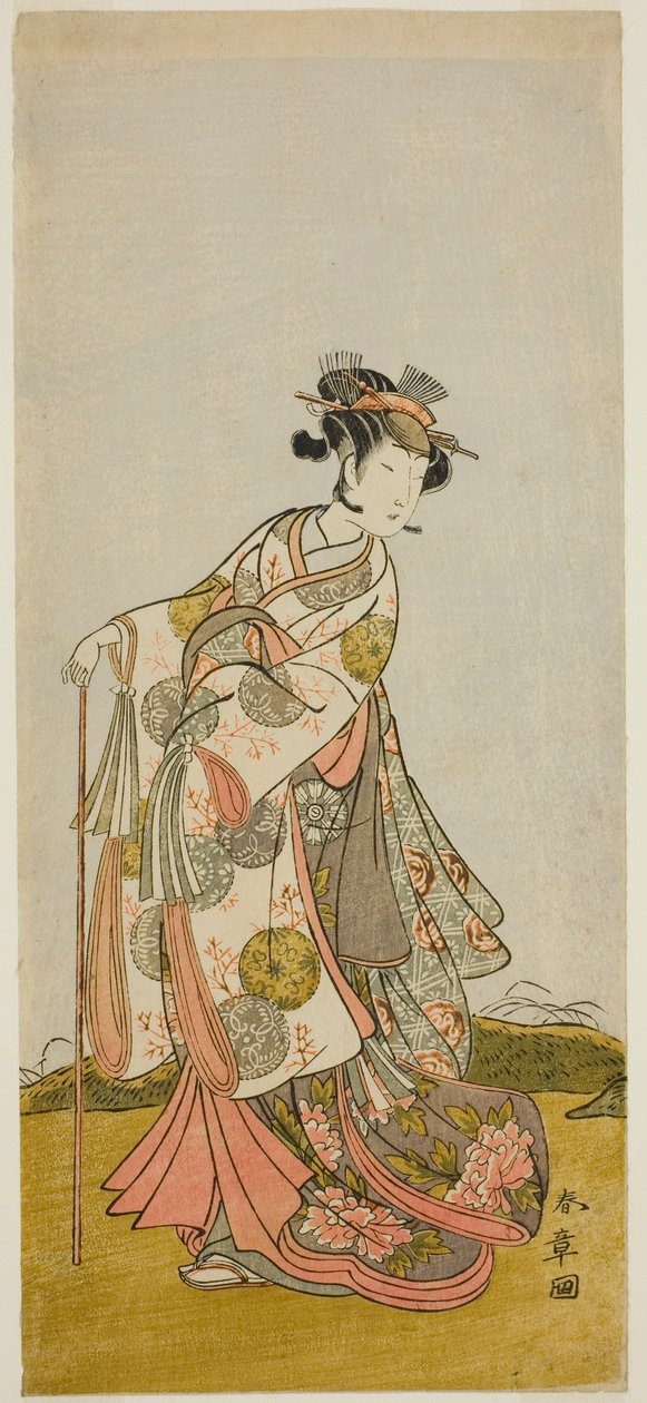 Skuespilleren Nakamura Noshio I som prinsesse Usuyuki (Usuyuki Hime) i stykket "Shin Usuyuki Monogatari", opført på Morita Theatre i den femte måned, 1774 af Katsukawa Shunsho