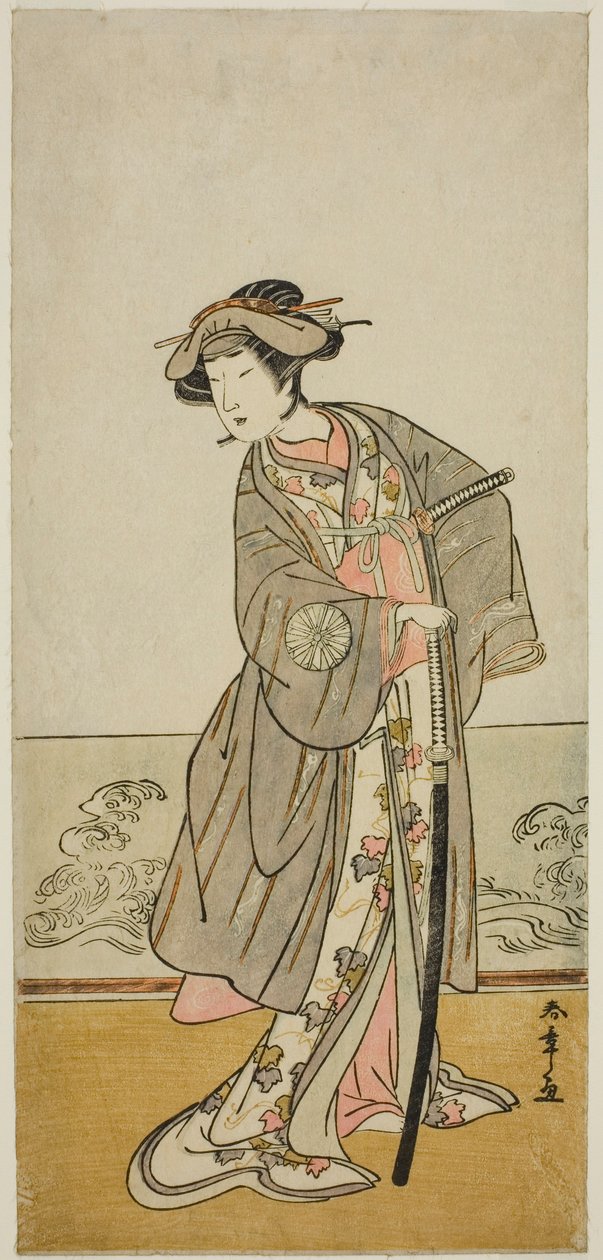 Skuespilleren Nakamura Tomijuro I som Lady Hangaku (Hangaku Gozen) i skuespillet Wada-gassen Onna Maizuru, opført på Nakamura Theatre i den syvende måned, 1777 af Katsukawa Shunsho