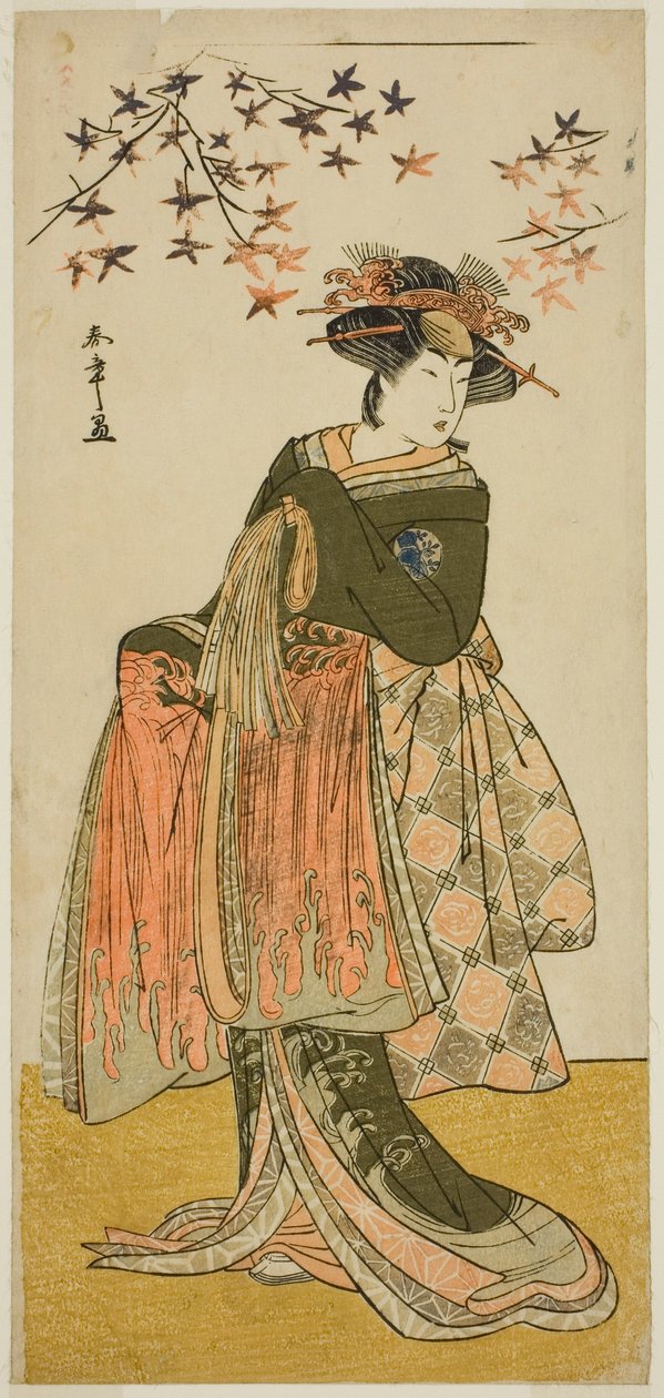 Skuespilleren Nakayama Tomisaburo I som Geisha Yukino (eller Oyuki?) i skuespillet Kabuki no Hana Bandai Soga, opført på Ichimura Theatre i den fjerde måned, 1781 af Katsukawa Shunsho