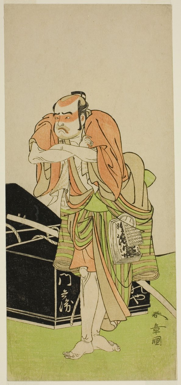 Skuespilleren Otani Tomoemon I som Kawatabiya Mombei i skuespillet Oyoroi Ebido Shinozuka, opført på Nakamura Theatre i den ellevte måned, 1772 af Katsukawa Shunsho
