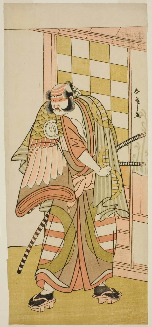 Oh c and r Sawamura Sojuro Good As Kobayashi no Asahina Saburo medlem Te Pay Kaku er god Komachi Soga, Perfor med At Te Nakamura Te r medlem Te Ima d Mon th, 1781 af Katsukawa Shunsho