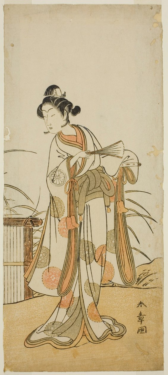 Skuespilleren Segawa Kikunojo III som Aigo no Waka i stykket Chigo Sakura Jusan Kane, opført på Ichimura Theatre i den ellevte måned, 1774 af Katsukawa Shunsho