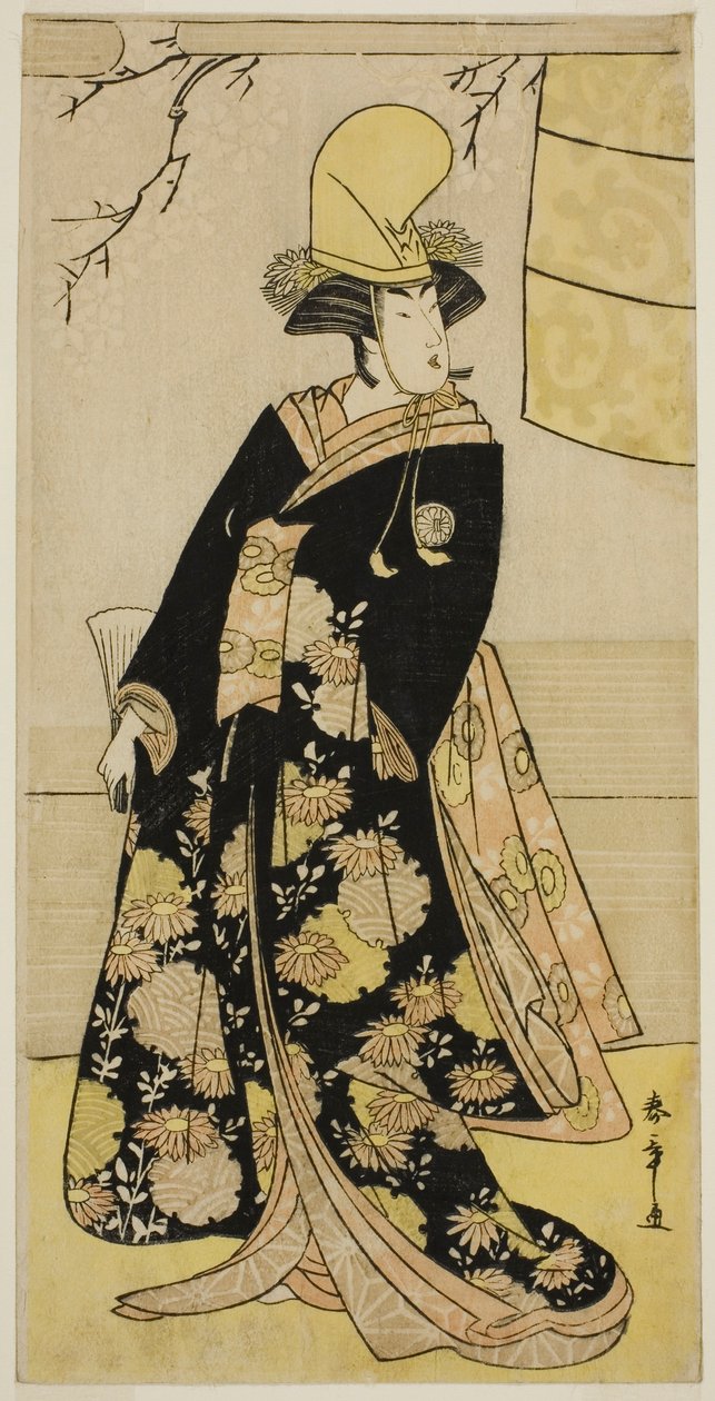Skuespilleren Segawa Kikunojo III som Shirabyoshi-danser i Musume Dojo-ji i skuespillet Edo no Hana Mimasu Soga, opført på Nakamura Theatre i den fjerde måned, 1783 af Katsukawa Shunsho