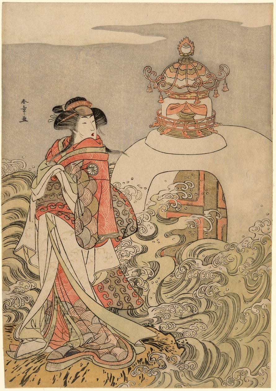 Skuespilleren Segawa Kikunojo III som drageprinsessen i stykket Saki Masuya Ume no Kachidoki, opført på Ichimura Theatre i den ellevte måned, 1778 af Katsukawa Shunsho