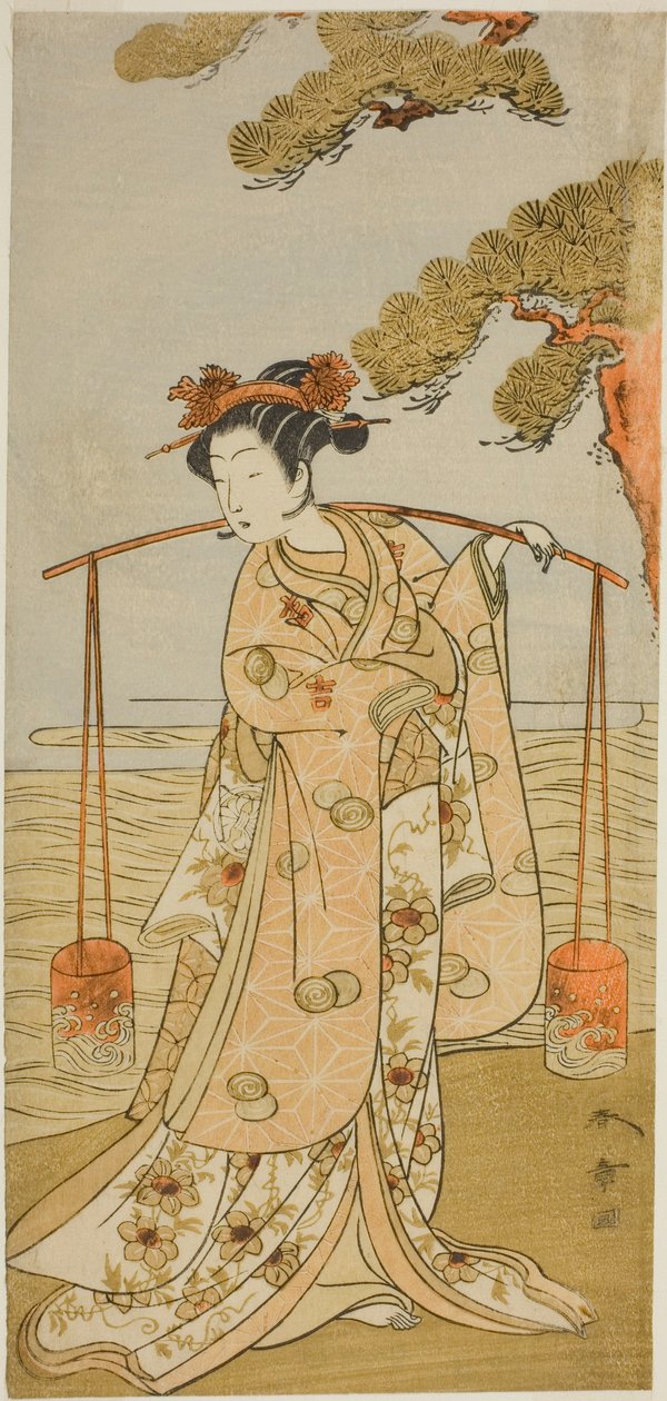 Skuespilleren Segawa Kitsuji III som Murasame i skuespillet Gohiiki Kanjincho, opført på Nakamura Theatre i den ellevte måned, 1773 af Katsukawa Shunsho