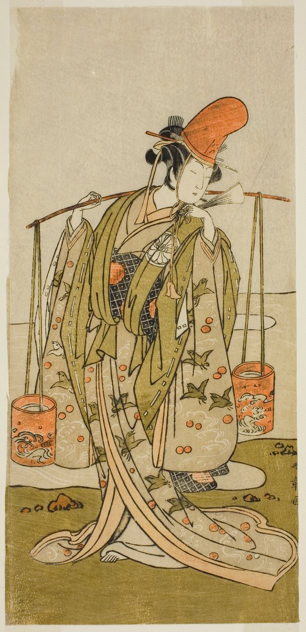 Skuespilleren Segawa Kitsuji III som Murasame i skuespillet Gohiiki Kanjincho, opført på Nakamura Theatre i den ellevte måned, 1773 af Katsukawa Shunsho