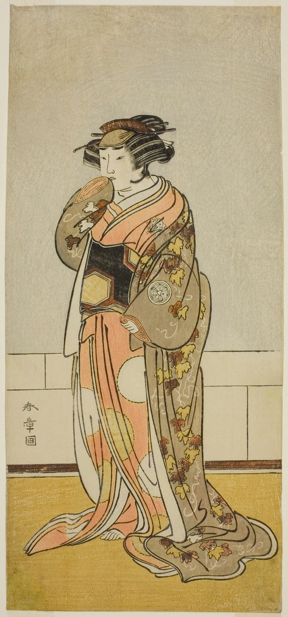 Skuespilleren Yamashita Kinsaku II som Lady Kikusui (Kikusui Gozen) (?) i skuespillet Kaeribana Eiyu Taiheiki (?), opført på Nakamura Theatre (?) i den ellevte måned, 1779 (?) af Katsukawa Shunsho
