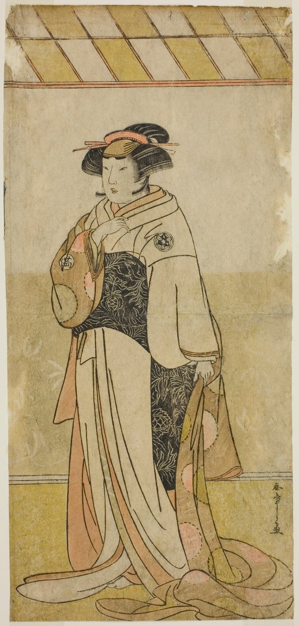 Yamashita Kinsaku II som Lady Manko (Manko Gozen) i Play Hatsumombi Kuruwa Soga, opført på Nakamura Theatre i den første måned, af Katsukawa Shunsho