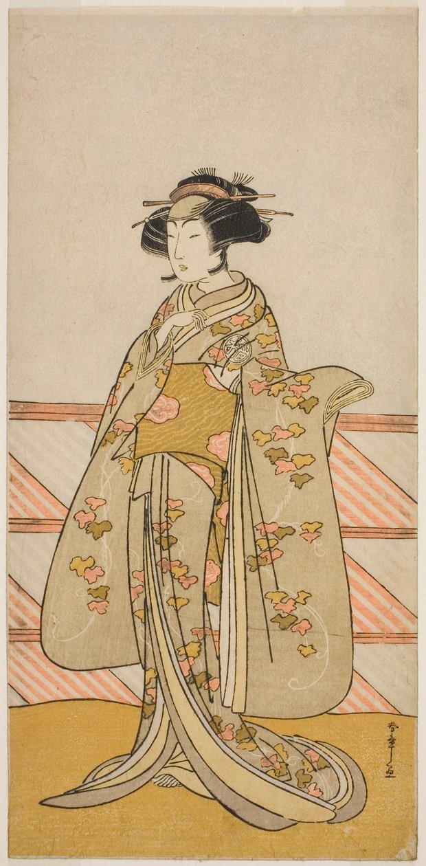 Skuespilleren Yoshizawa Iroha I som Tamamo no Mae (?) i stykket Sakuya Kono Hana no Kaomise (?), opført på Nakamura Theatre (?) i den ellevte måned, 1776 (?) af Katsukawa Shunsho