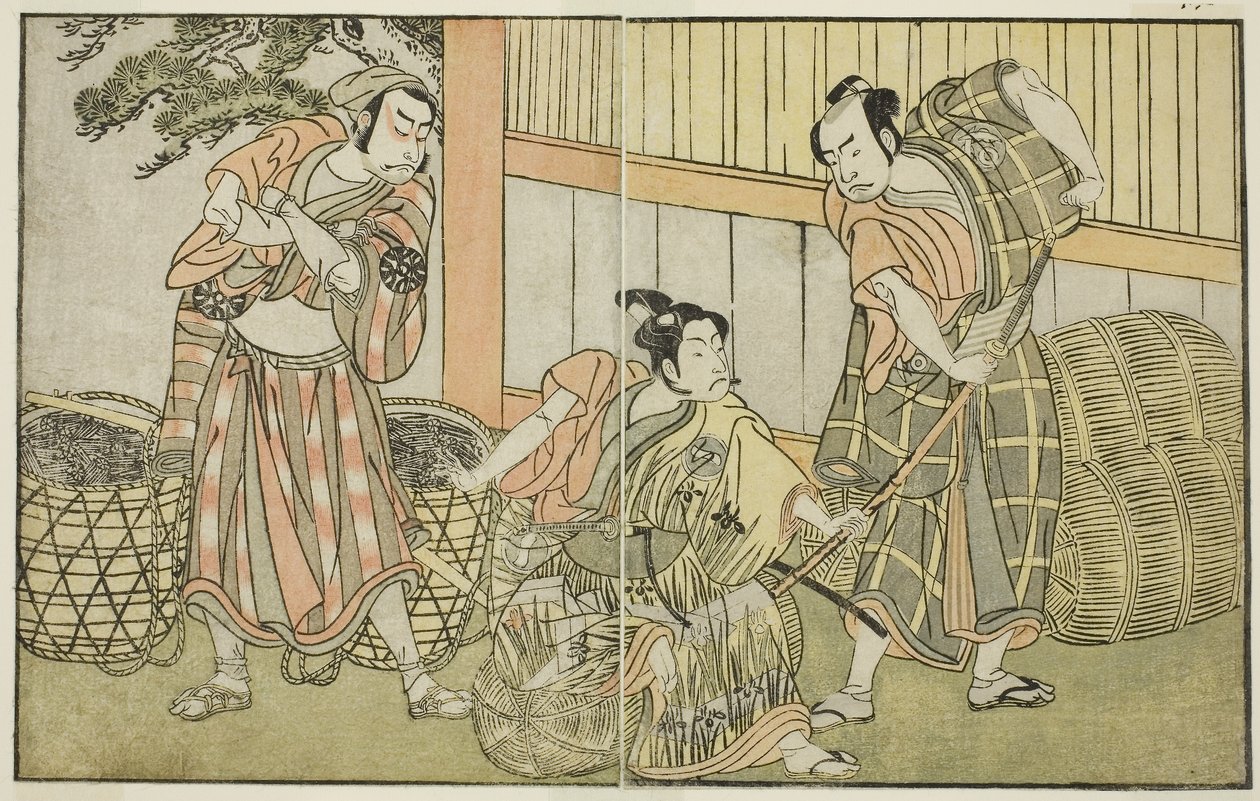 Stykket Kuni no Hana Ono no Itsumoji, opført på Nakamura-teatret i den ellevte måned, ca. 1772 (træsnit) af Katsukawa Shunsho