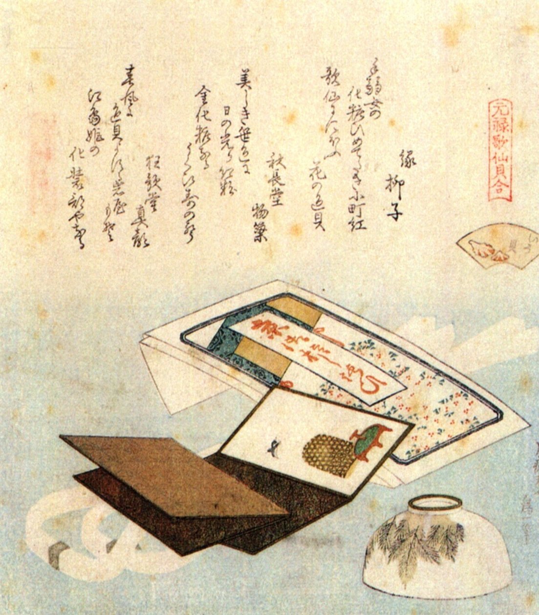 En skål med lip rouge af Katsushika Hokusai