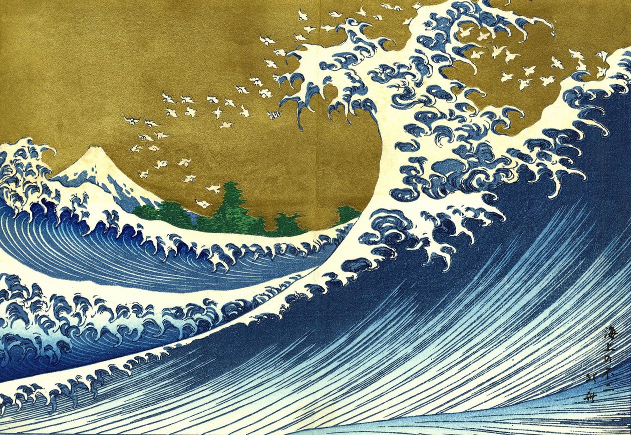 En farvet version af Big wave af Katsushika Hokusai