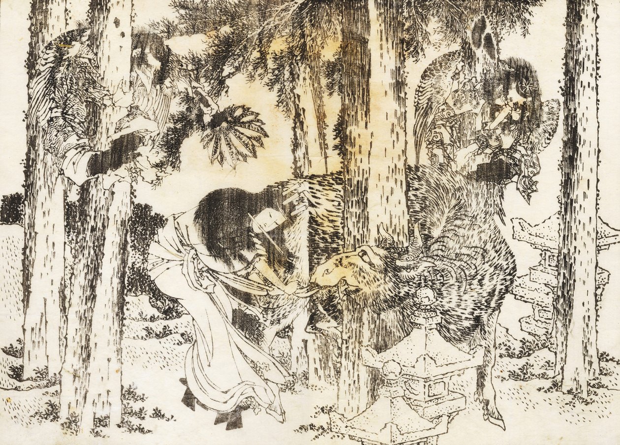 En kvinde foretager en forbandende ritualceremoni af Katsushika Hokusai