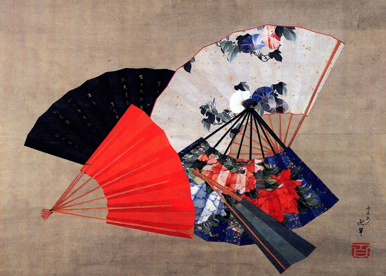 Fem fans af Katsushika Hokusai