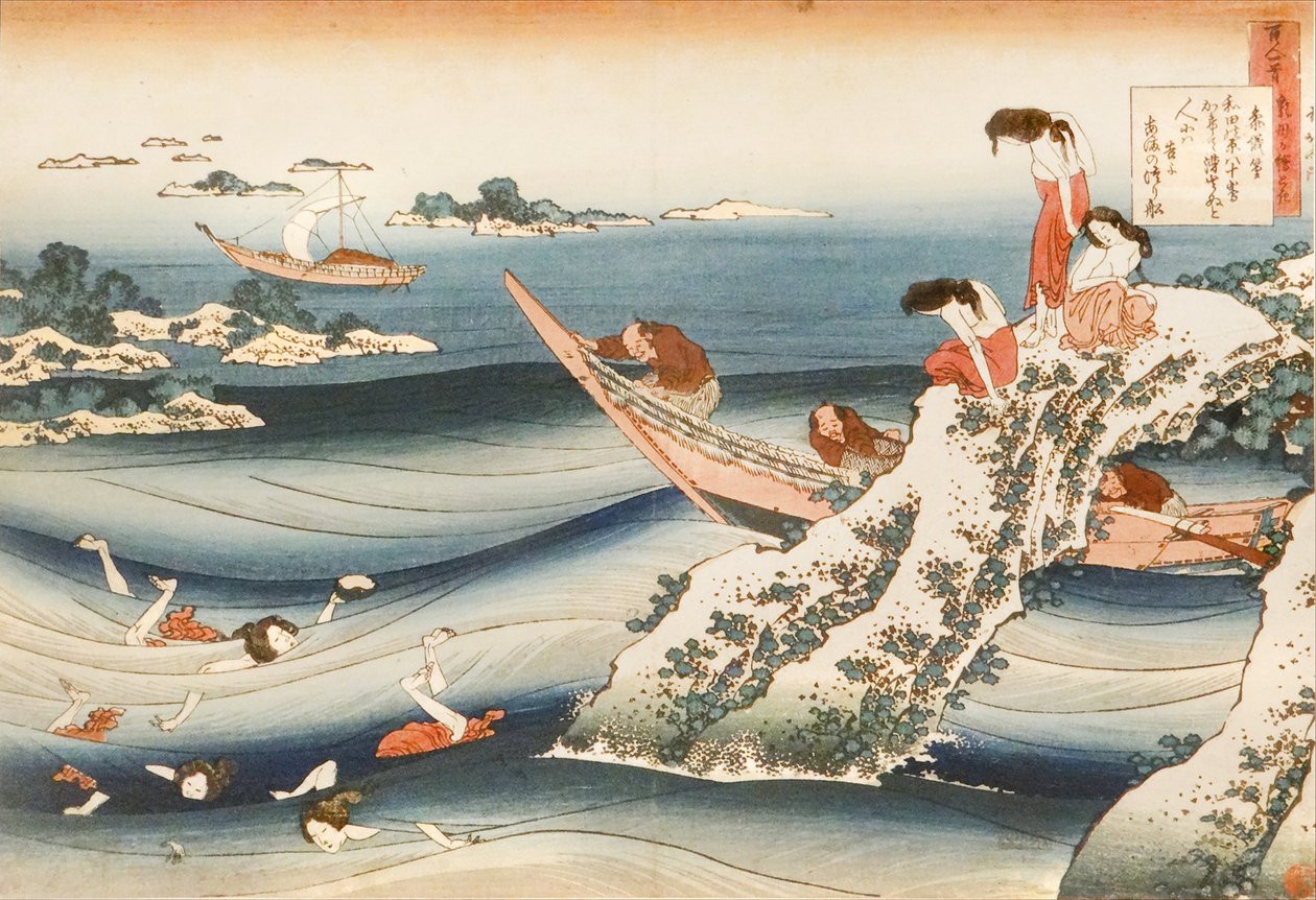 Sangi no Takamura, sovende pêcheuses af Katsushika Hokusai
