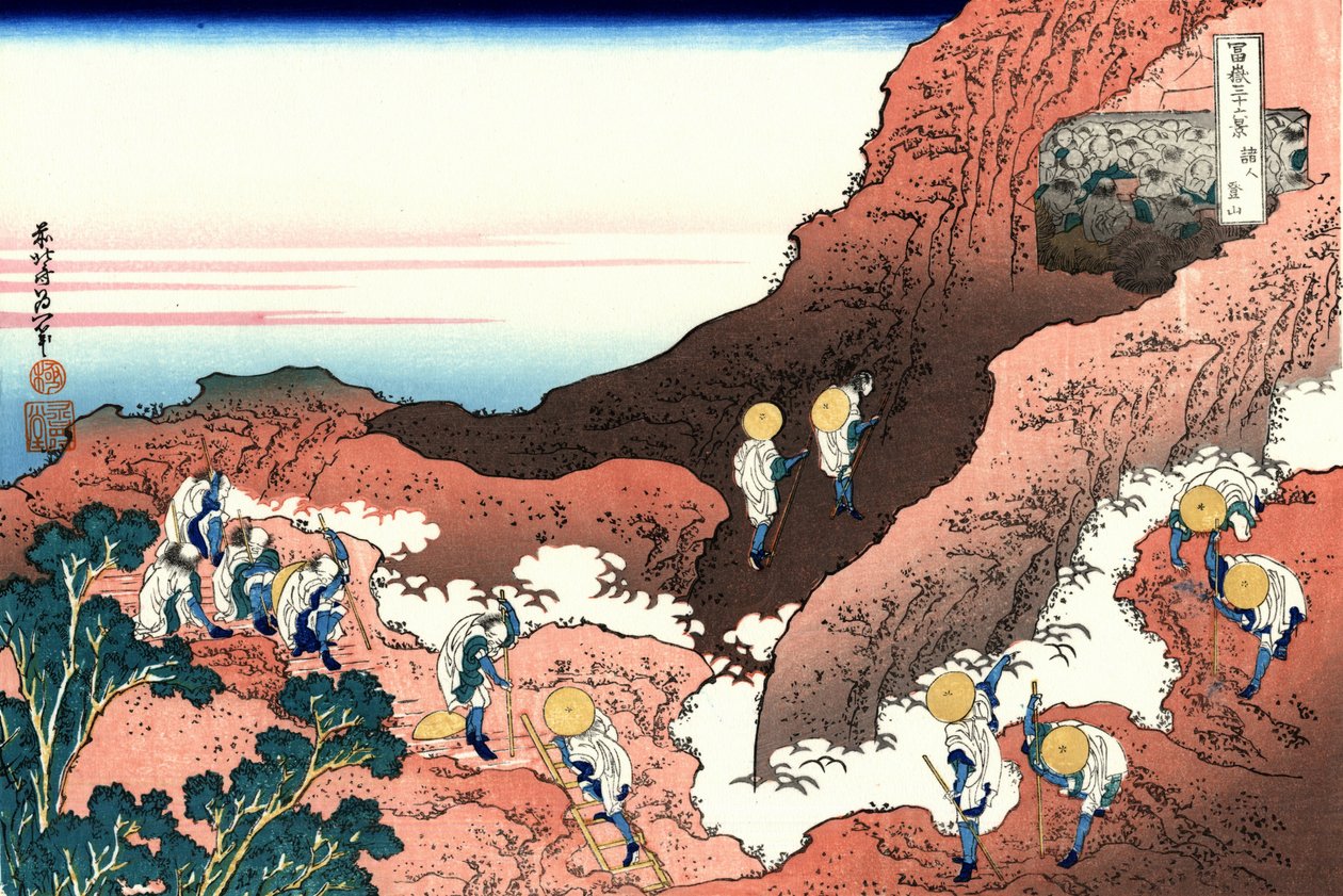 Første person klatrer af Katsushika Hokusai