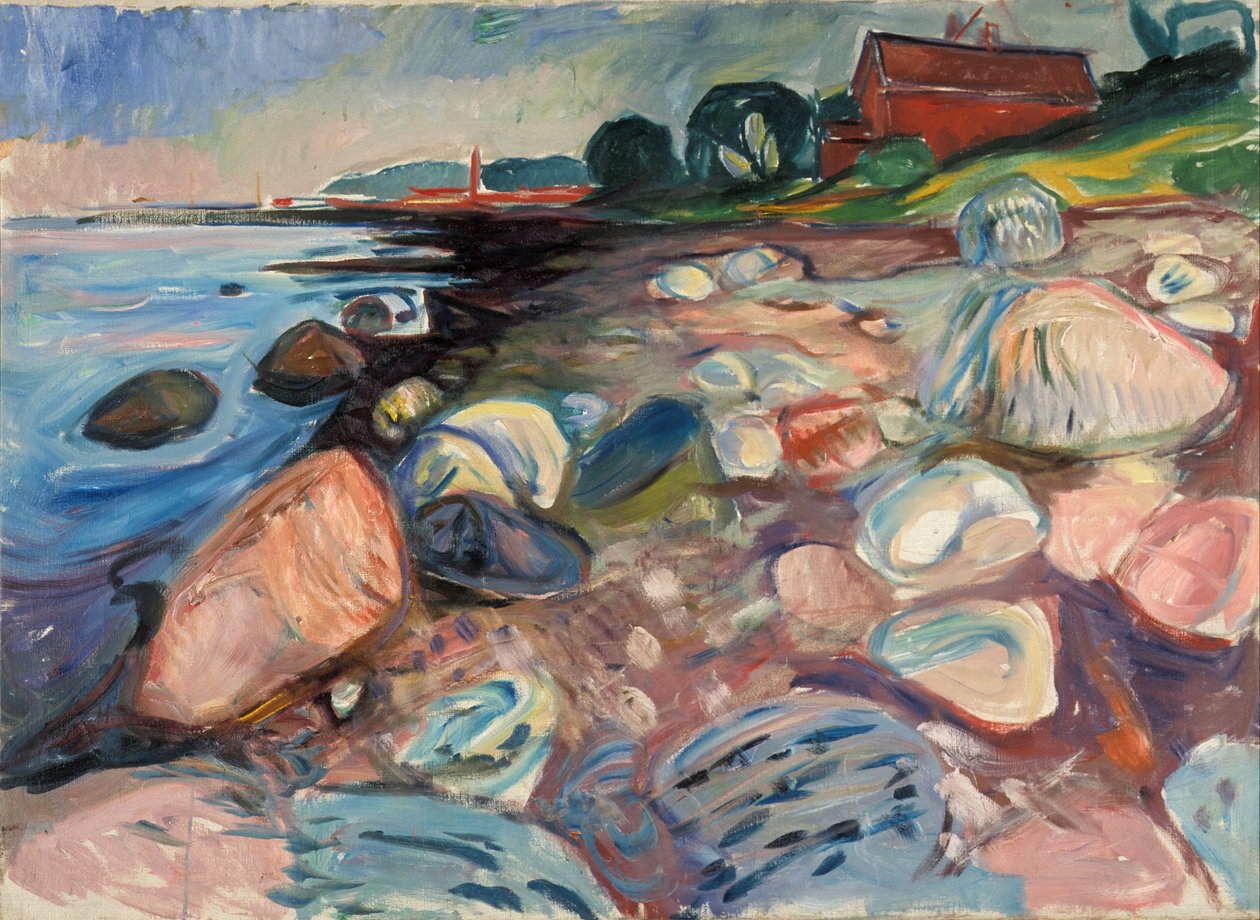 Strand med Rødt Hus af Katsushika Hokusai