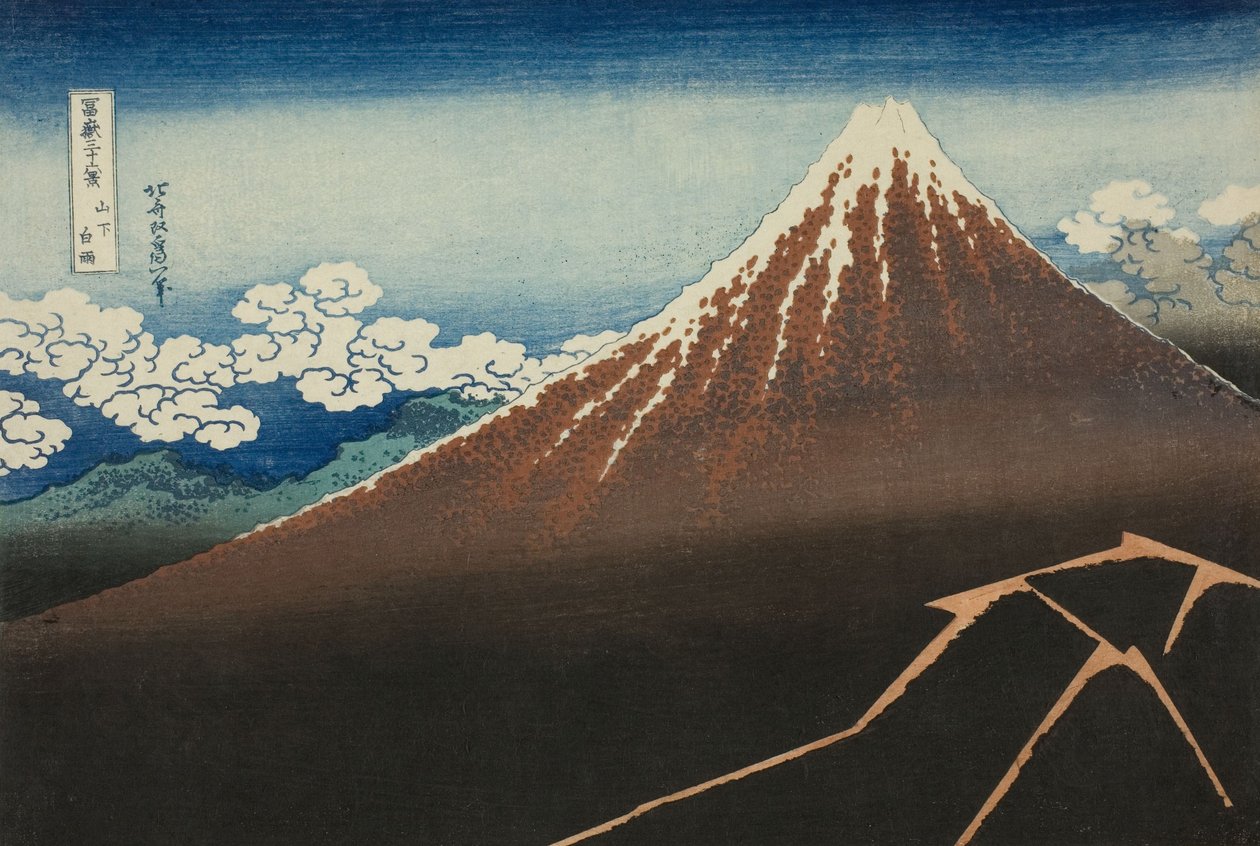Bruser under topmødet (Sanka hakuu), fra serien 36-visninger af Fuji-bjerget (Fugaku sanjur ... af Katsushika Hokusai