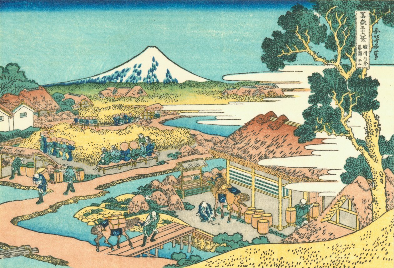 Fujien set fra teplantagen ved Katakura i provinsen Suruga af Katsushika Hokusai