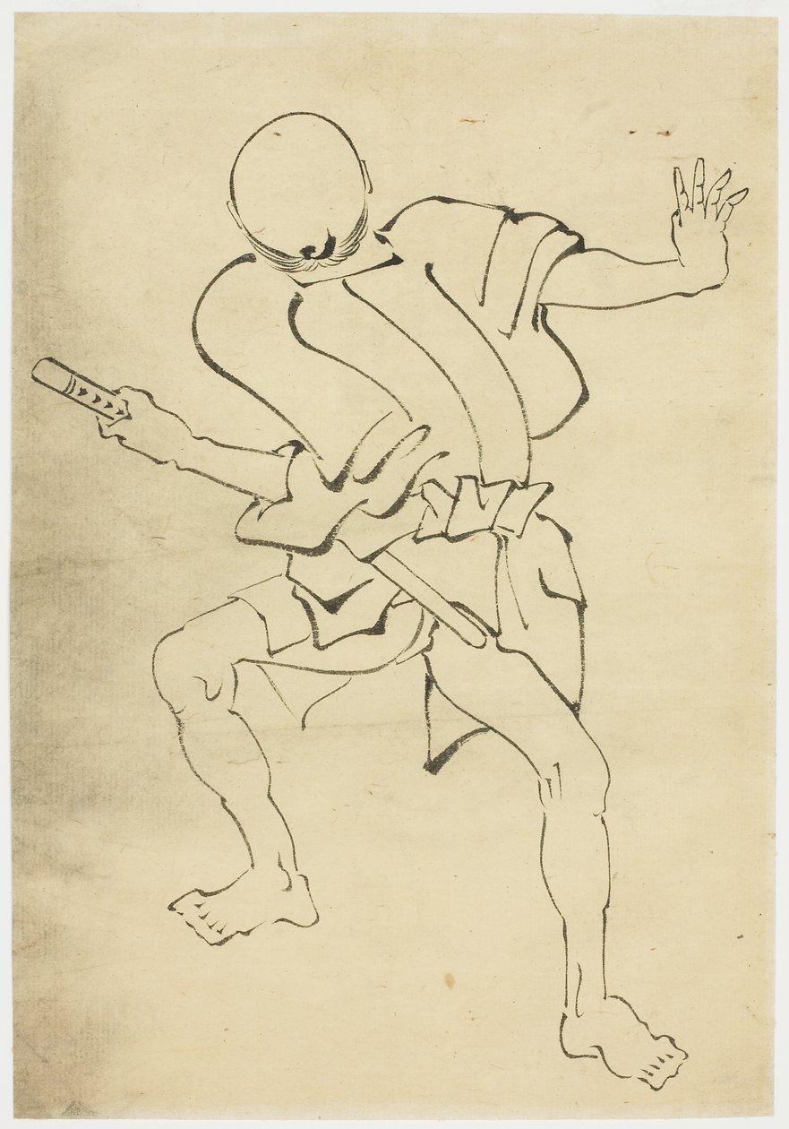 Armed Attendant (studie), ca. 1815-1849 (blæk på papir) af Katsushika (school of) Hokusai