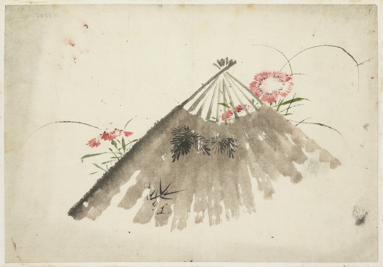 Kasseret Fan Blandt Pinks af Katsushika (school of) Hokusai