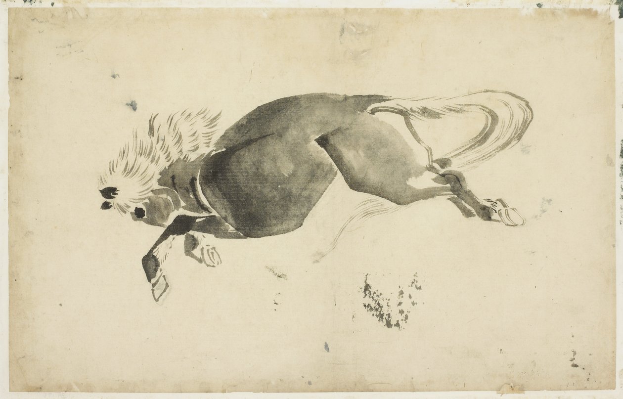 Løbehest, ca. 1815-1849 (blæk på papir) af Katsushika (school of) Hokusai