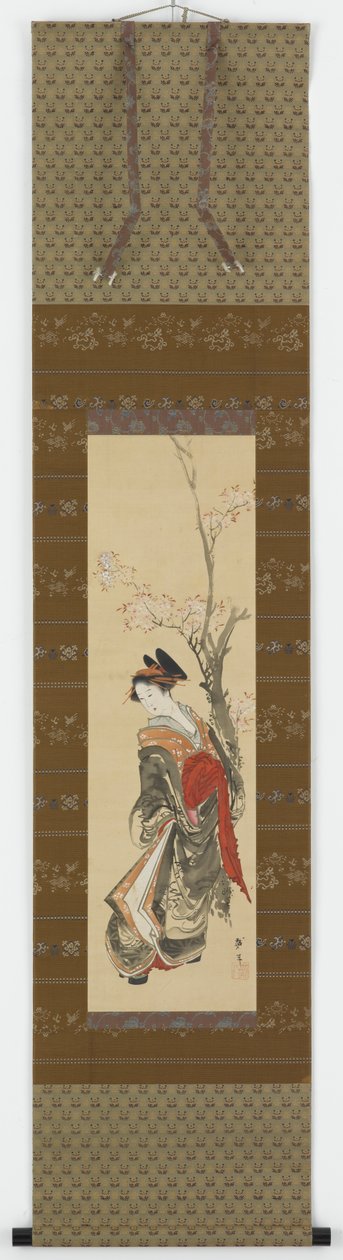 En kurtisane under et kirsebærtræ, slutningen af det 18.-begyndelsen af det 19. århundrede. af Katsushika Hokusai