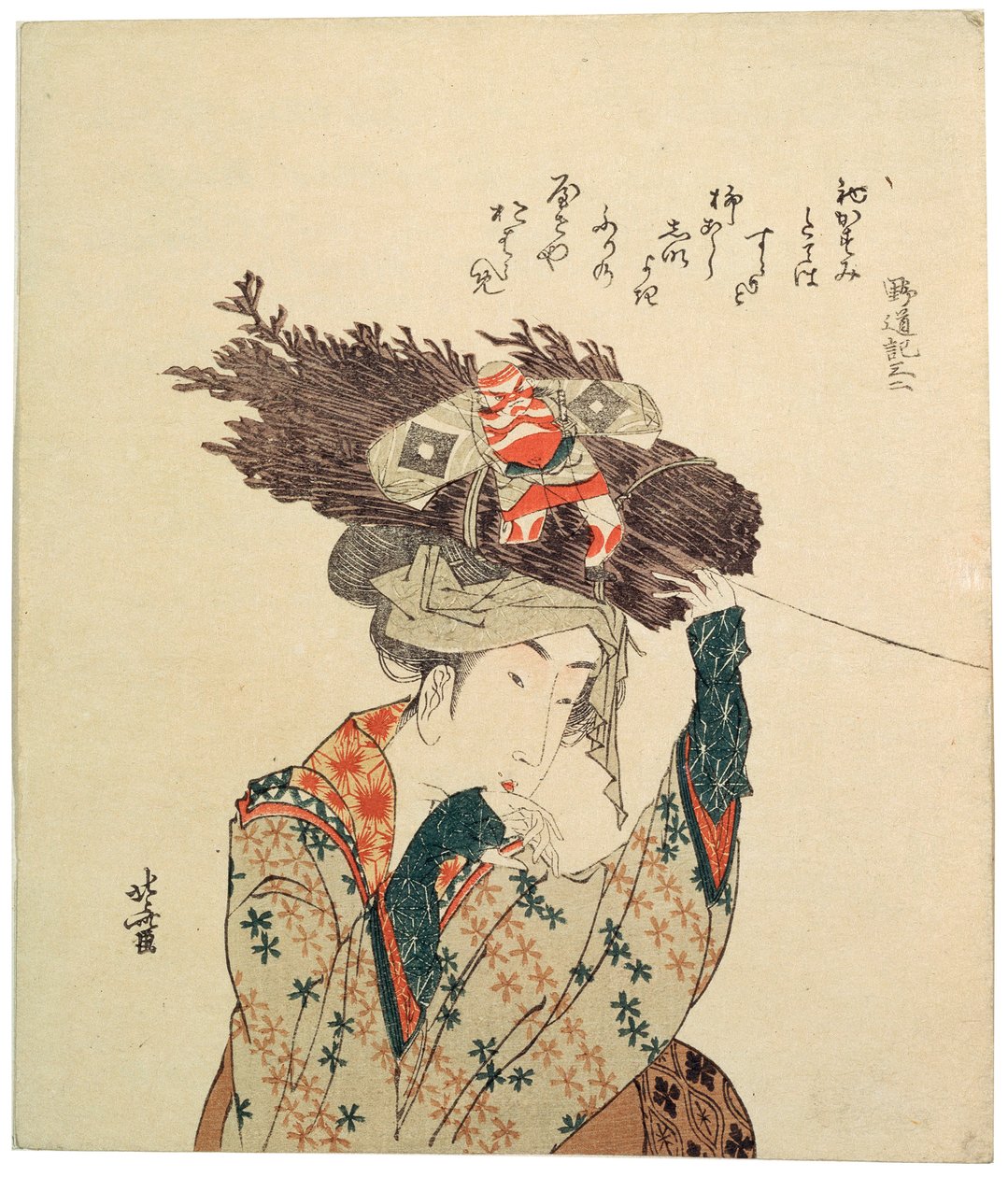 En pige fra Ohara, 1806-1815. af Katsushika Hokusai