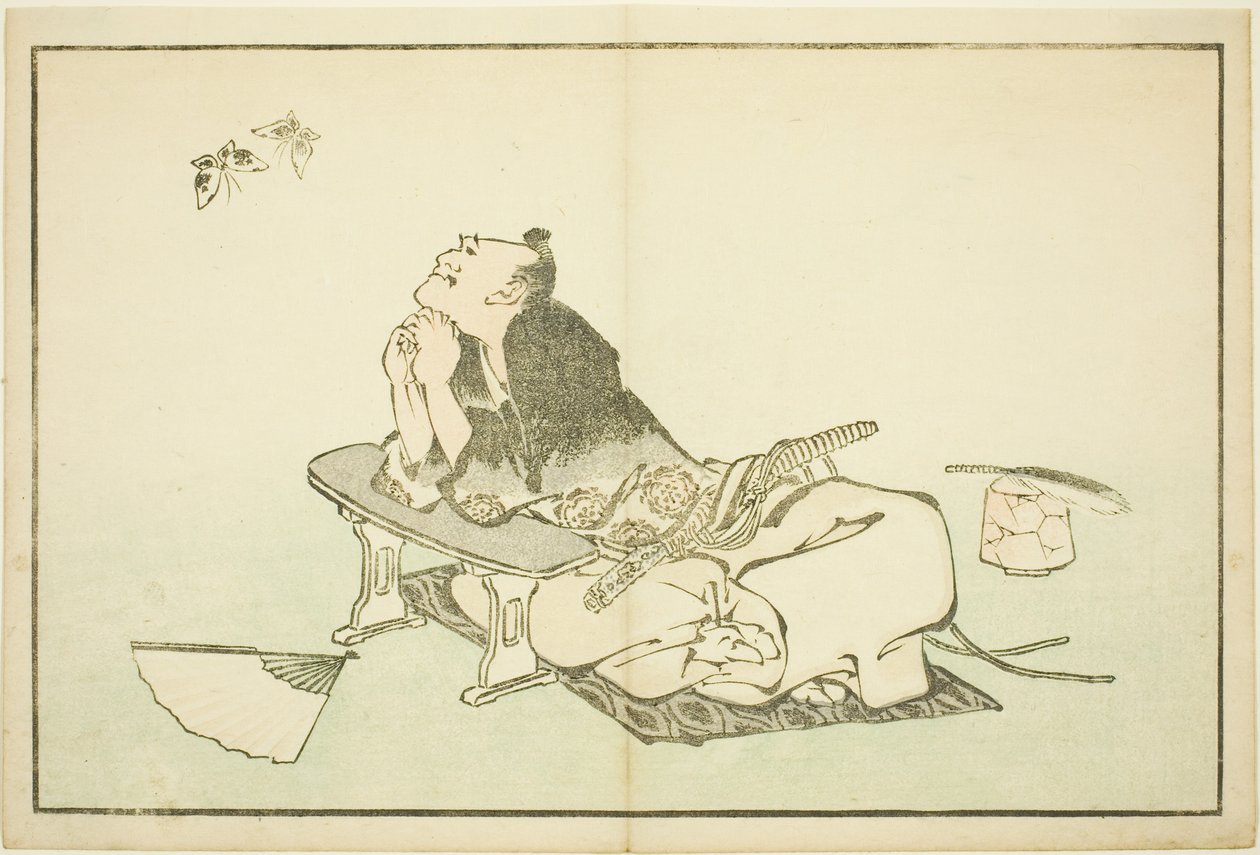 A Philosopher Watching a Pair of Sommerfugle, fra The Picture Book of Realistic Paintings of Hokusai (Hokusai shashin gafu) af Katsushika Hokusai