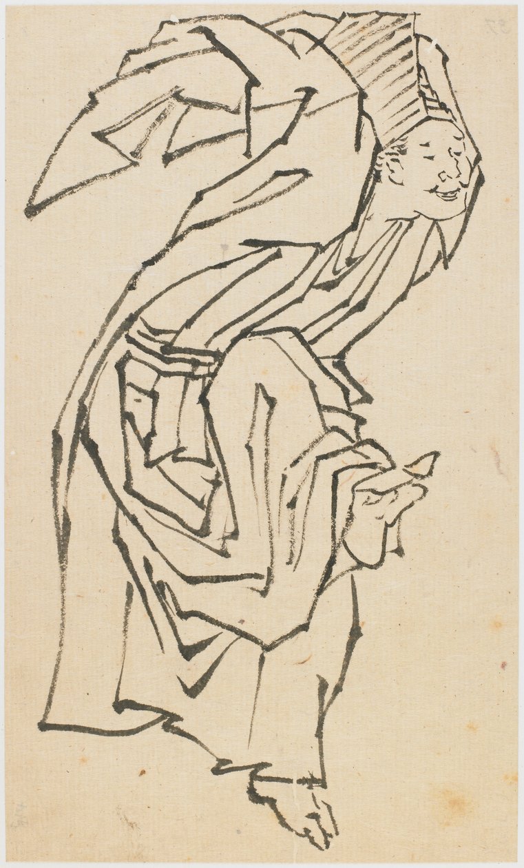 En Sambaso-danser, slutningen af det 18.-begyndelsen af det 19. århundrede. af Katsushika Hokusai