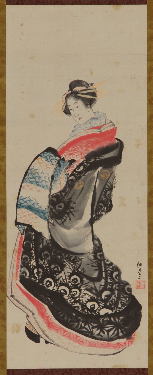 En kurtisane stående, slutningen af det 18.-begyndelsen af det 19. århundrede. af Katsushika Hokusai