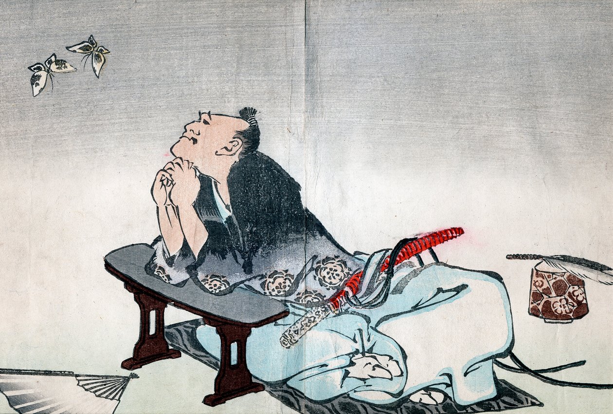 En filosof ser på et par sommerfugle, 1814-1819 af Katsushika Hokusai