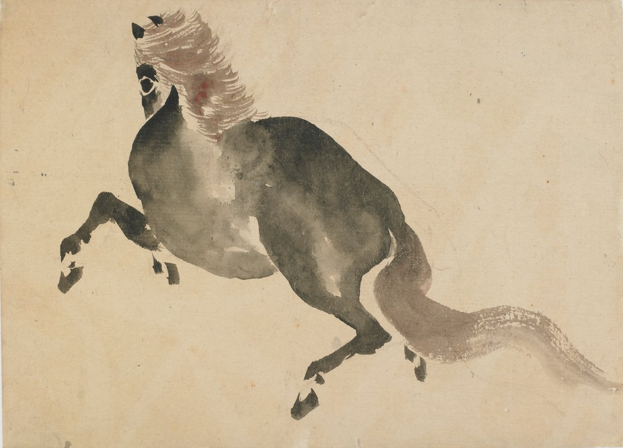 En løbende hest, slutningen af det 18.-begyndelsen af det 19. århundrede. af Katsushika Hokusai