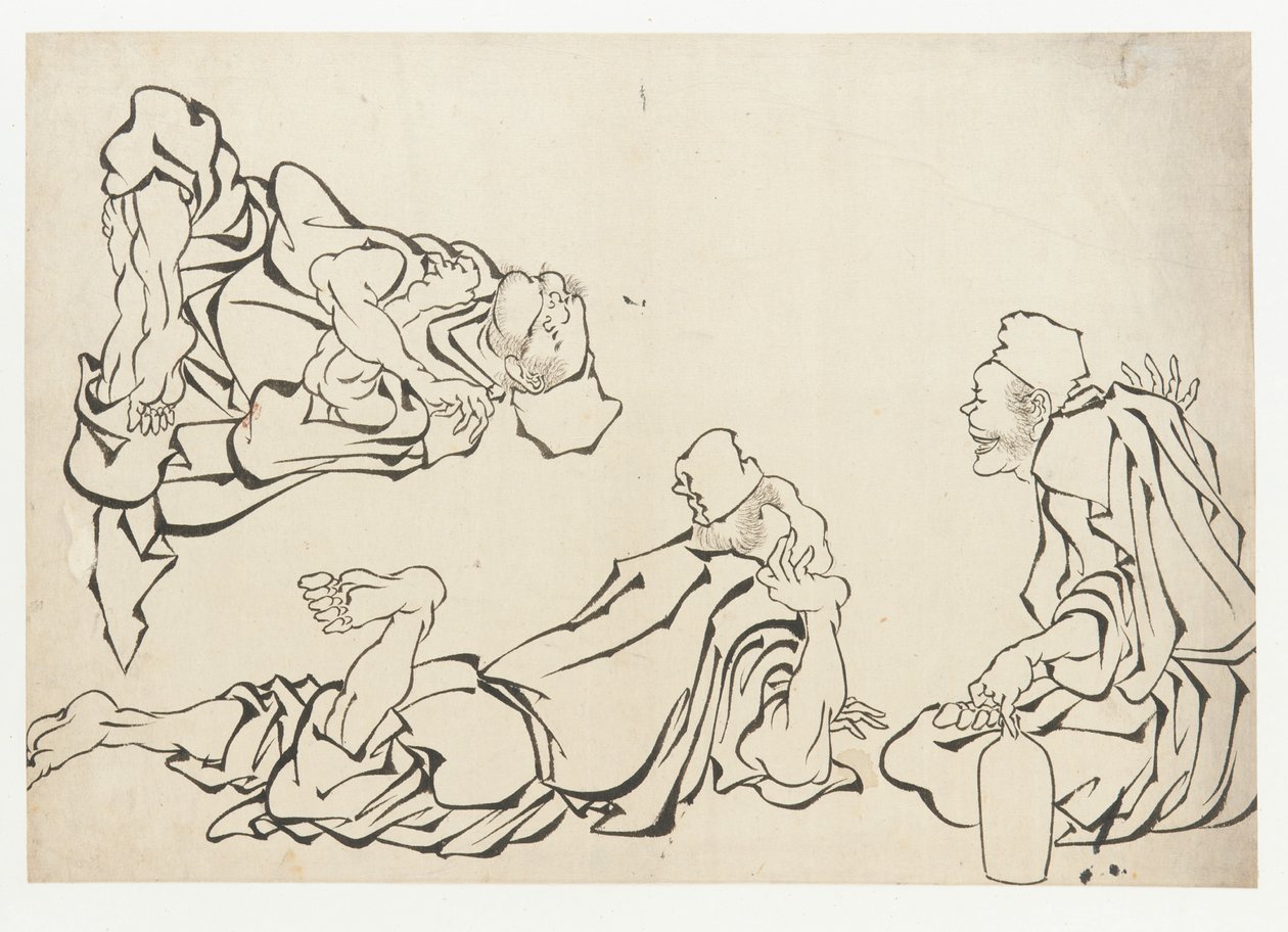 En sake-kamp, slutningen af det 18.-begyndelsen af det 19. århundrede. af Katsushika Hokusai