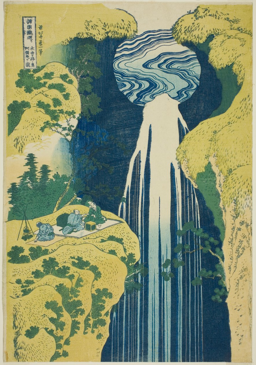 Amida Falls in the Far Reaches of the Kisokaido (Kisoji no oku Amidagataki), fra serien "A Tour of Waterfalls in Various Provinces (Shokoku taki meguri)" af Katsushika Hokusai