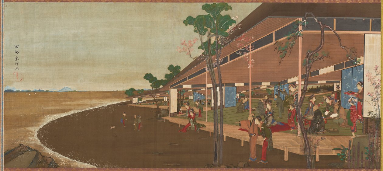 Et forlystelsesresort ved kysten, slutningen af det 18.-begyndelsen af det 19. århundrede. af Katsushika Hokusai