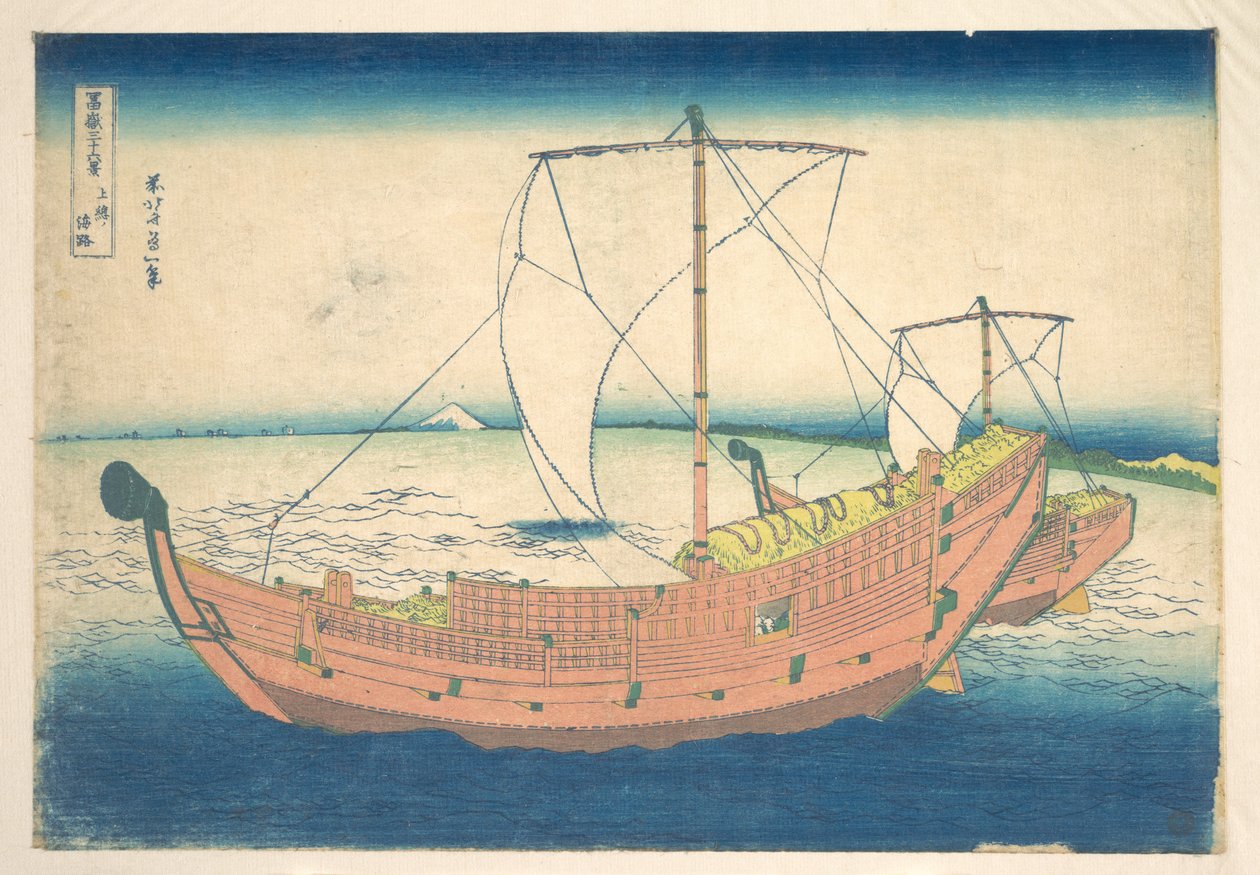 På havet ud for Kazusa (Kazusa no kairo), fra serien »De 36 udsigter over Fuji« (Fugaku sanjūrokkei) af Katsushika Hokusai