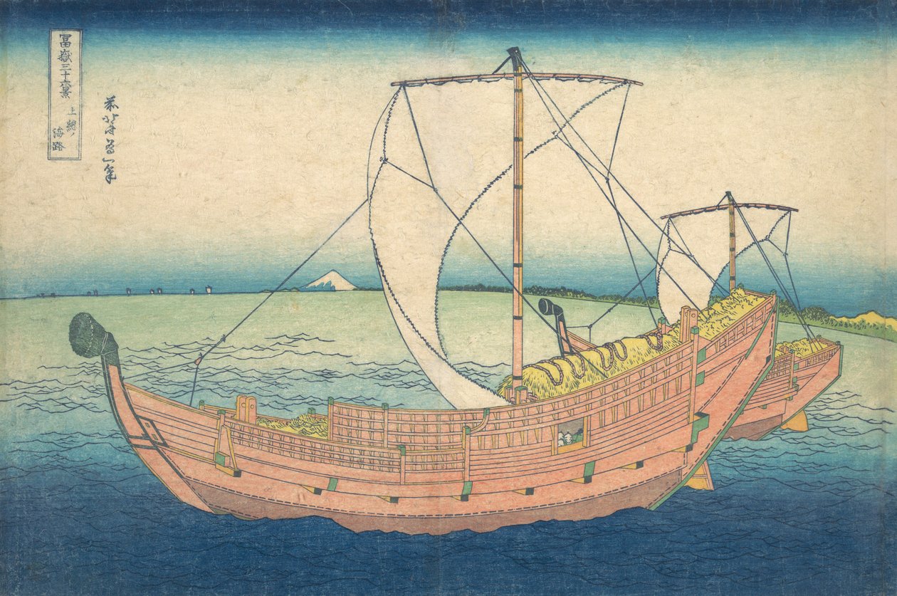At Sea off Kazusa Kazusa no kairo, fra serien Thirty-six Views of Mount Fuji..., ca. 1830-32. af Katsushika Hokusai