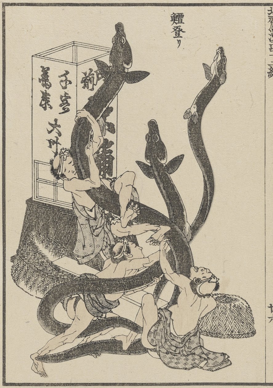 Store ål, ca. 1840 (træbloktryk) af Katsushika Hokusai