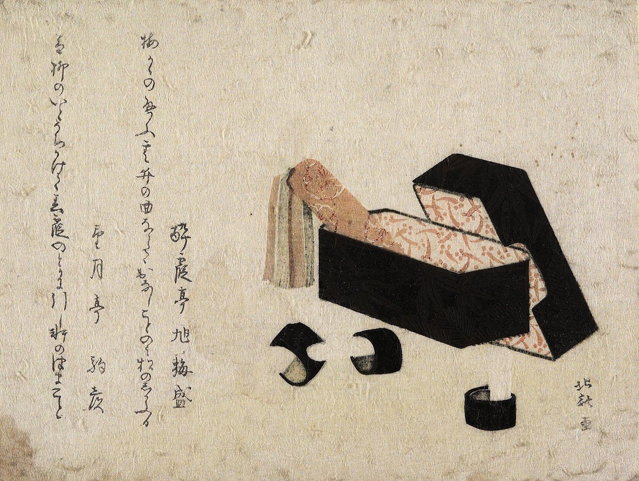 Sort lakæske med Koto Strikers af Katsushika Hokusai