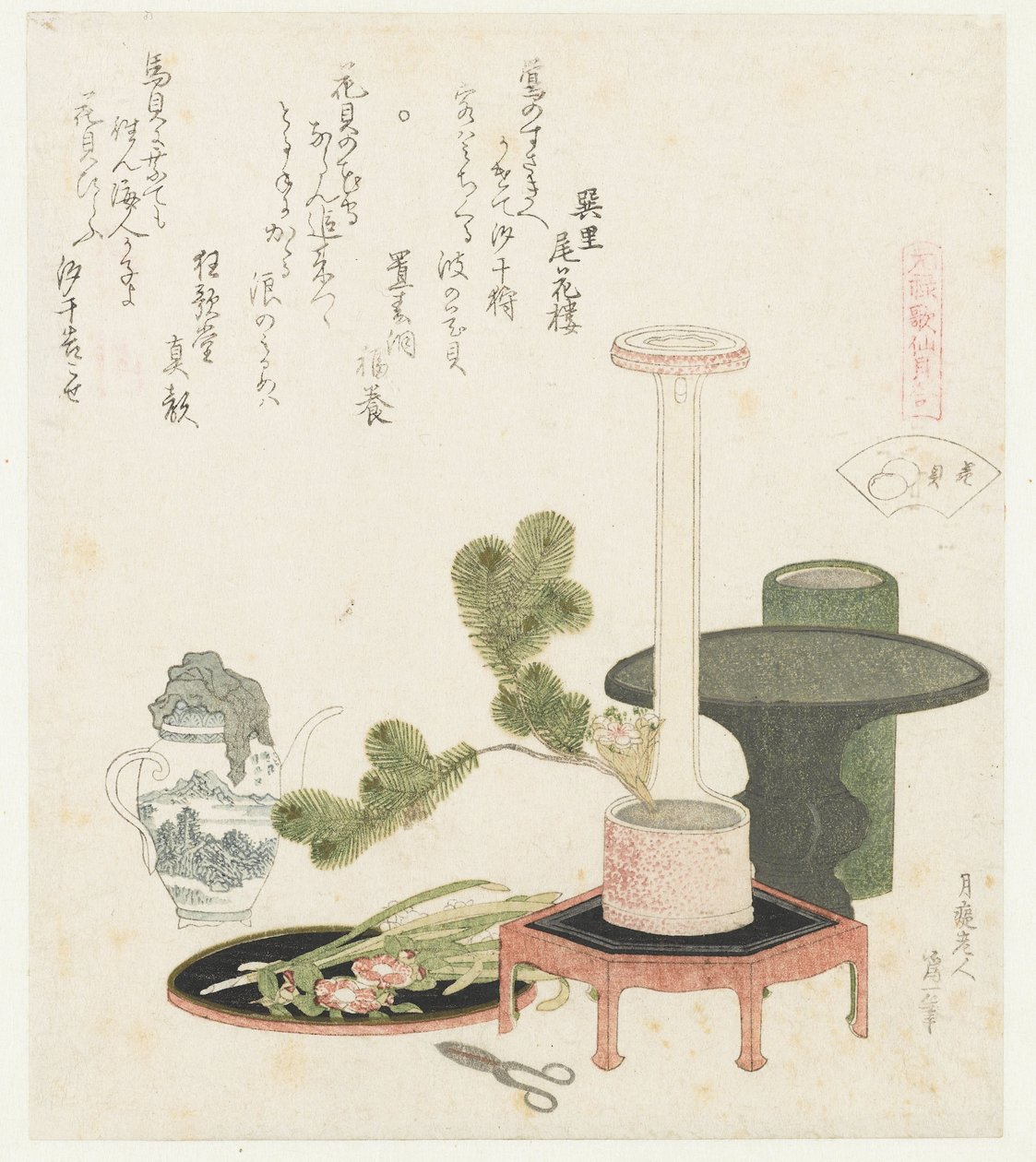 blomsterskal Hanagai (titel på objekt) En sammenligning af Genroku-digte og skaller (serietitel) Genroku kasen kaiawase (serietitel på objekt) af Katsushika Hokusai