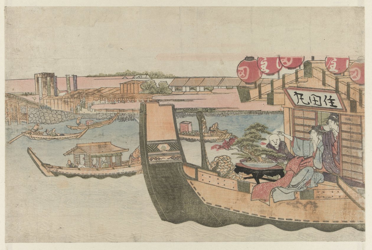 Sejlads på Sumida-floden af Katsushika Hokusai