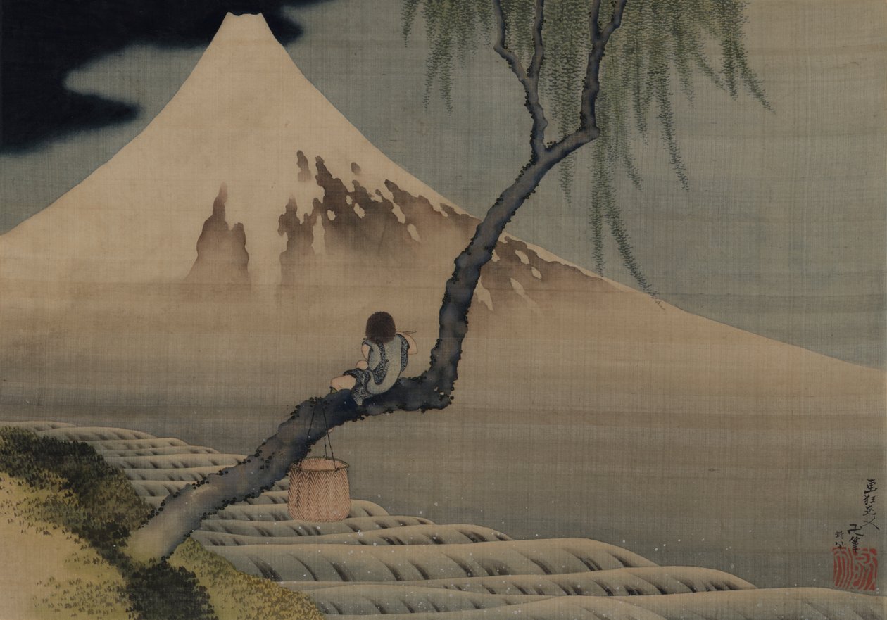 Dreng ser på Fuji-bjerget, 1839. af Katsushika Hokusai