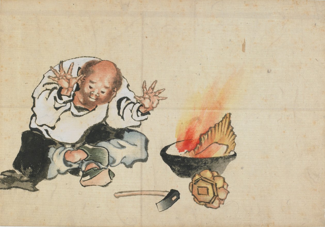 Burning a Buddhist Image, slutningen af det 18.-begyndelsen af det 19. århundrede. af Katsushika Hokusai