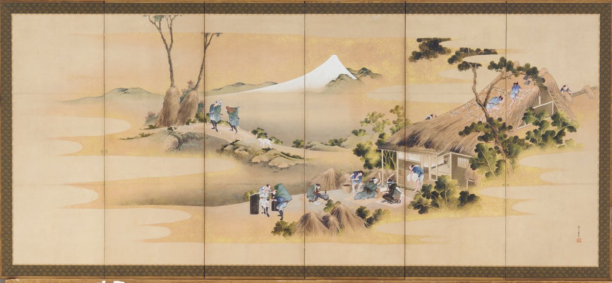 Country Scenes og Mount Fuji, en af et par, Edo-periode, ca. 1830-1832. af Katsushika Hokusai