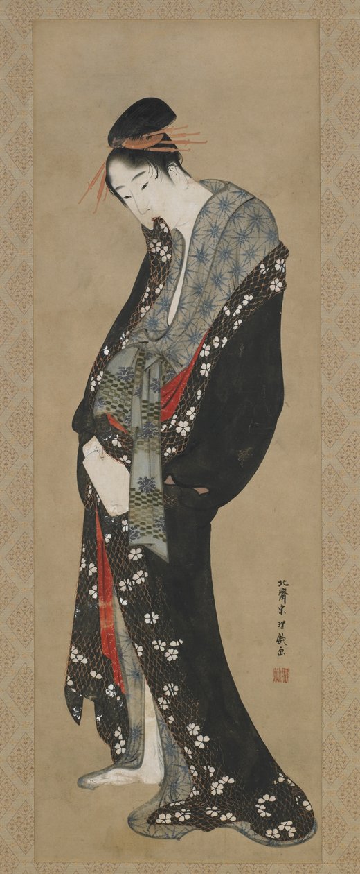 Courtesan, Edo Periode (blæk og farve på papir) af Katsushika Hokusai