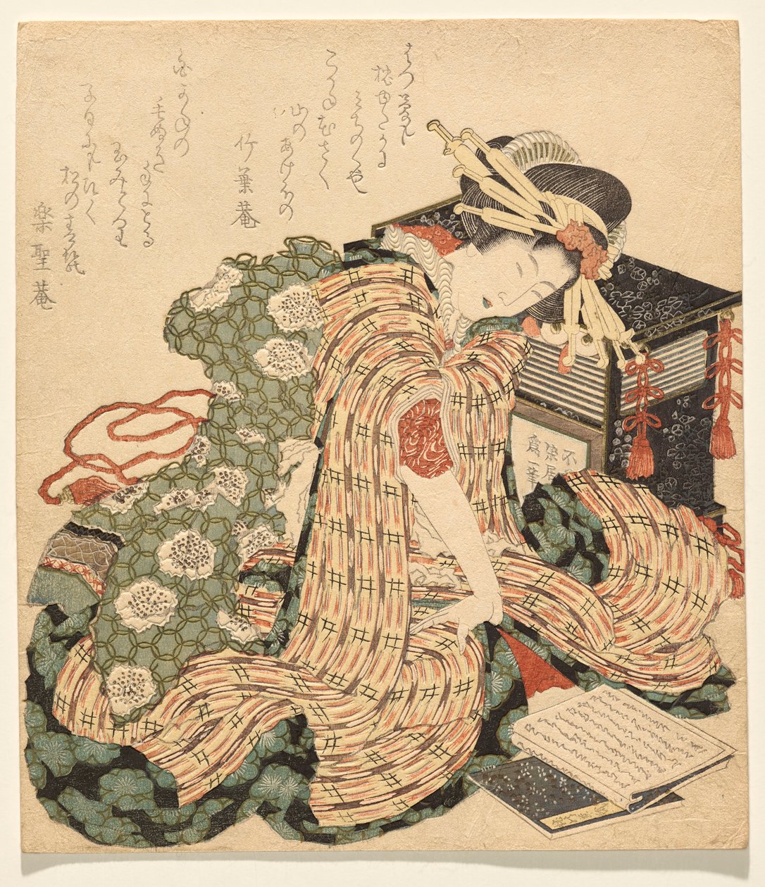 Courtesane hviler med en kopi af af Katsushika Hokusai