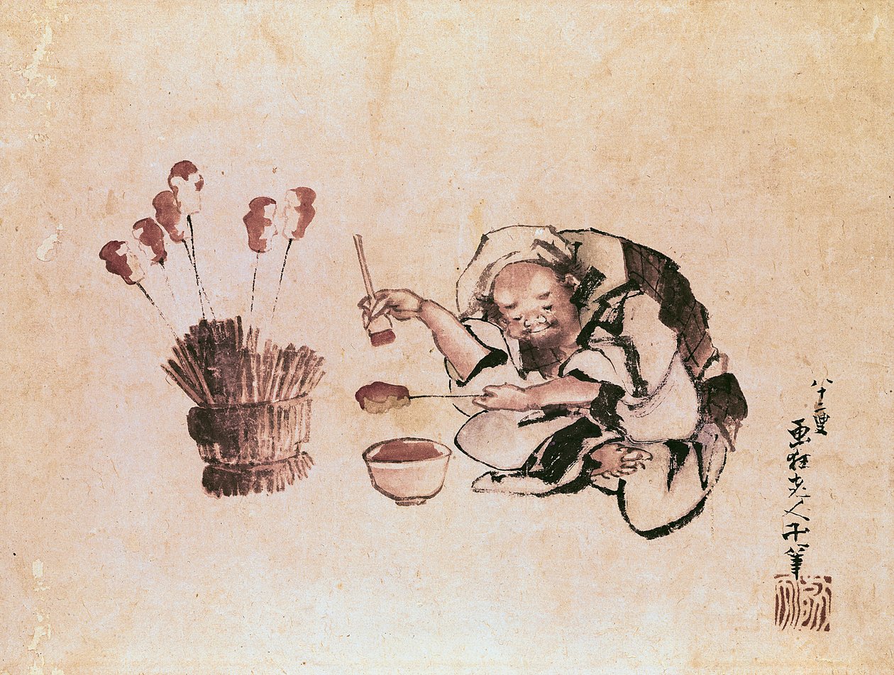 Håndværker maler legetøj (pen og blæk og wc på papir) af Katsushika Hokusai