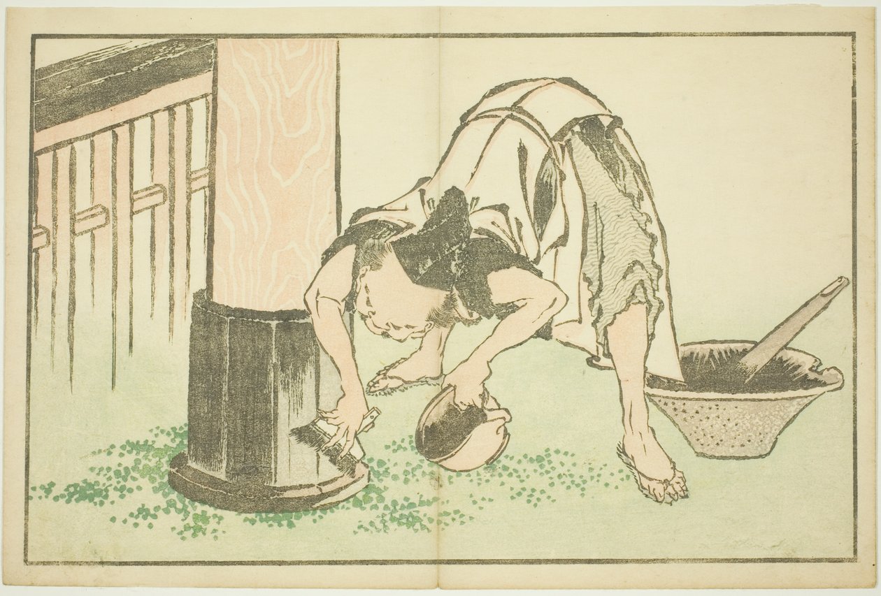Håndværker, der arbejder på Temple, fra The Picture Book of Realistic Paintings of Hokusai (Hokusai shashin gafu) af Katsushika Hokusai