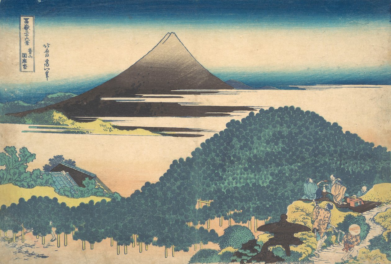 Cushion Pine hos Aoyama Aoyama enza no matsu, fra serien Thirty-six Views of ..., ca. 1830-32. af Katsushika Hokusai
